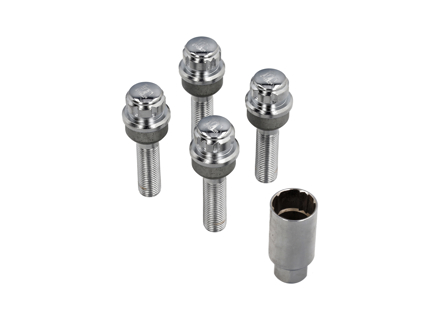 Set vergrendelbare wielbouten (extra lang). Verchroomd voor Porsche - 99736198009, PAF009593, 99136105700, WHT006980C, WHT006980A, 9A700698000