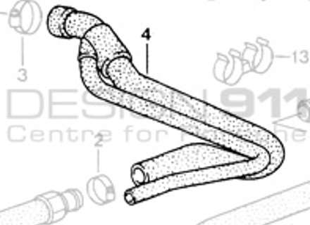 Oil Tank to Crancase Bleeding Pipe. Porsche 964 Turbo - 93010739703, 93020704301, 93020704302