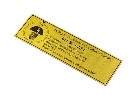 点火正时贴纸/贴花 - 风扇外壳顶部 - 适用于 1973-1975 年款保时捷 911 Carrera 2.7L - 91100650800