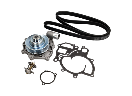 Water Pump, belt and thermostat kit . Porsche 996 Turbo / 996 GT3 - 99610601175, 99610601172, 99610601173, 99610601174, 99610601177, 99610601176