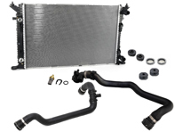 Kit radiatore acqua/liquido di raffreddamento e tubi. Porsche 95B Macan 2.0L - 9A712125110, 95B122101A, 95B122101K, 95B121109F, 95B121109J