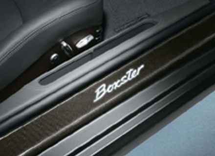Side Sills Trims in Carbon with Logo, Illuminated. Porsche 987 Boxster - 98704480035, 98704480036