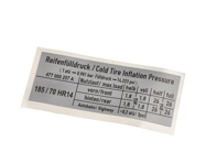 Sticker Tyre Pressure. Porsche 924 / 924S - 477000257A - PAKR4