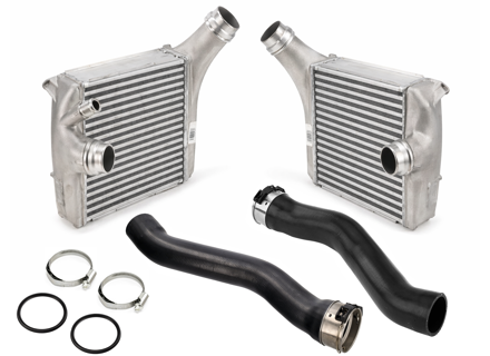 Charge oil cooler and pipes. Porsche 970 Panamera Turbo 4.8L - 97011020961, 97011021061, 97011017371, 97011017473