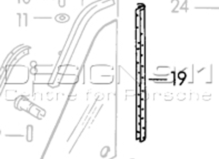 Front 1/4 glass vertical seal. Porsche 356 - 64454293302, 356099/001, 356099-001