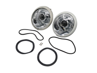 LHD LED Headlamp conversion kit with chrome reflector and H4 clear lenses. Porsche 911 / 964 - 91163102400, 91163111300, 90163110100 - EL13 CR.RCL.BLK, EL13 CR.RCL.CR, EL13 CR.RCL.PR