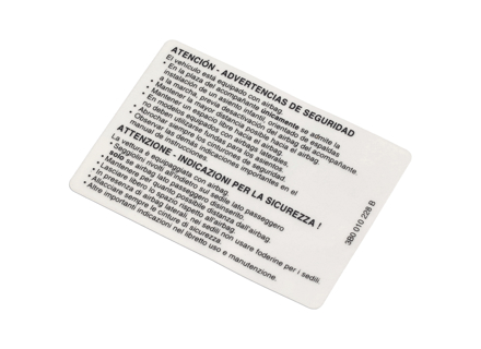 Autocollant d'avertissement d'airbag. Porsche 955 Cayenne - 95570143020