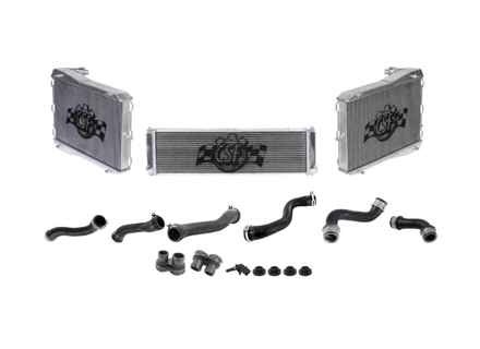 Aluminium-Kühler für Kühlwasser und Schläuche, 3er-Set. Porsche 997.1 GT3 - 99710613102, 99710613103, 99710613202, 99710613203, 99610603773, 99610603775 - 7047, 7048, 7053