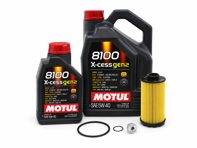 Oliefilter servicekit met aftapplug en MOTUL 8100 X-CESS GEN2 5W-40 voor Porsche 718 (982) Boxster / 718C (982C) Cayman - 9A210722500, 99970768540, 0PC115466