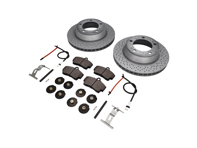 REAR Brake Pads and Brake Disc Package. Porsche 997 C2 Textar - 99635240104, 98635293911, 99661236501, 99635208600, 99635208602, 99635295901