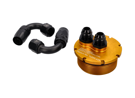 TRS Backflow Preventer (BFP) Remote Filter Adapter with integrated check valve & fittings. Porsche Boxster / Cayman / 996 / 997