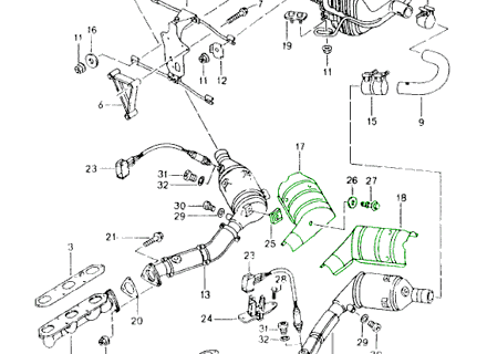 Exhaust Cat Heat Sheild Set. Porsche Boxster 986 - 99611342200, 99611342100, 99611342100, 99611342200, 99950743009, 90015100703, 99950741308