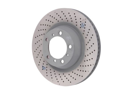 Disque de frein arrière monobloc percé et alvéolé, 350 x 28 mm. Porsche 997 Turbo / 997 GT3 - 99735240502, 99735240602 - PRL39977, PRR39978
