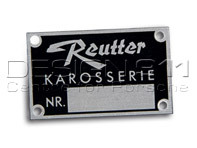 Distintivo Reutter, 'Karosserienummer'. Porsche 356 - PSP70110200, PCG70110200