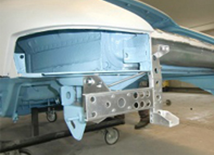 Rear bumper support bracket in aluminium. Porsche 964 - 91150504010, 91150504020