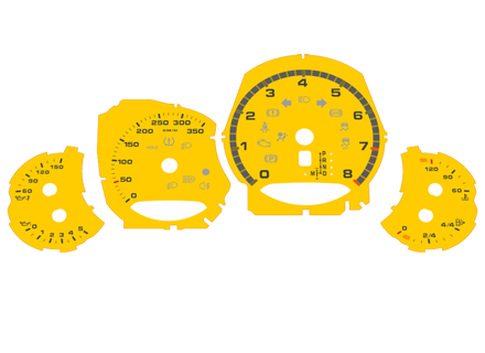 Dial face set, PDK / kmh. Porsche 991.1 turbo / turbo s