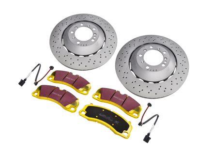 Set di dischi e pastiglie freno sportivi ANTERIORI. Porsche 718 Boxster Spyder / 718 Cayman GT4 - 98135140580, 98135140581, 98135140680, 98135140681, 9GT615301N, 9GT615302N, 99135194702, 99135194704, 9GT698151T, 9GT698151G, 99160918180, 9GT907637
