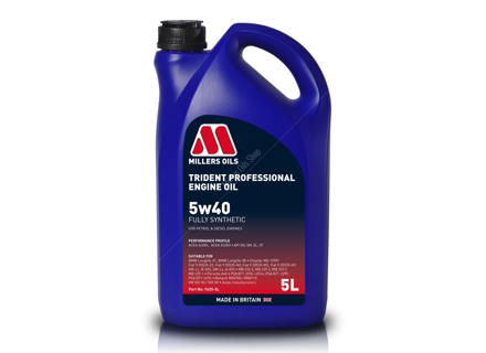 Trident Professional 5w40 Engine Oil 5Ltr Millers oils - 7625go