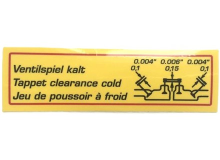 Motorsticker (folie) Klepspelingsticker Super 90+. Porsche 356 C - 64470101500 - 356234-11-F