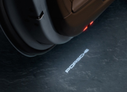 LED door projectors 'PORSCHE' logo. Porsche 991 (911) / Macan / Cayenne - 9Y0044910, 9Y0044910A