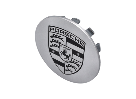 Radkappe in Silber mit Porsche Wappen. Porsche 955 Cayenne - 955361303019A1, 00004460600