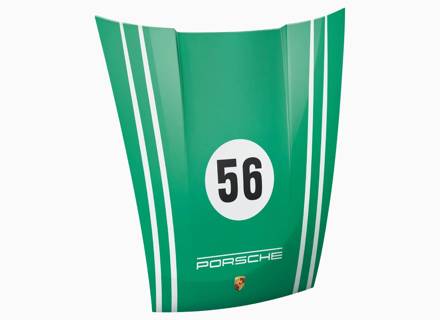 911 Bonnet Wall Art - Racing (Green Background)