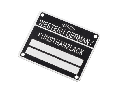 Chassis number and paint code plate. Porsche 911 / 912 1965-80 - 90170111105 - 1601501106