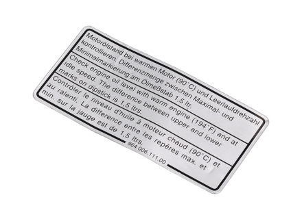 Aufkleber Motorölstand. Porsche 964 / 993 - 96400611100