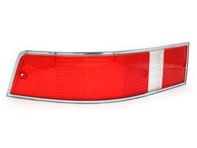 Indicator lens rear red with chrome rim. Porsche 911 - 91163190002, 91163190003, 14868S, 14868D, 90163190504, 90163190604 Indicator lens rear red with chrome rim. Porsche 911 - 91163190002, 91163190003, 14868S, 14868D, 90163190504, 90163190604