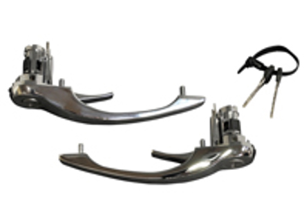Poignées de porte en CHROME (Avec serrures et clés). Porsche 911 1972-86 - 91153106100, 91153894105, 91153106135, 91153894100, 91153894200, 91153894205, 91153106200, 91153106235 - 1687100710