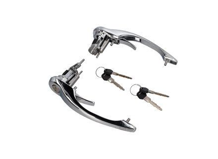 Door handles in CHROME (With locks & keys). Porsche 911 1972-86 - 91153106100, 91153894105, 91153106135, 91153894100, 91153894200, 91153894205, 91153106200, 91153106235 - 1687100710