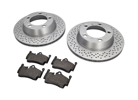 Pastiglie freno POSTERIORI e pacchetto disco freno Porsche 987 Boxster / 987C Cayman - 98735240101, 98735293903