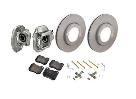 Front brake caliper, disc and brake pad kit. Porsche 924S 1986-88 - 94435142900, 94435143000, 477405083A, 477405083D, 91135104120, 94435195102, 94435195103, 94435195104, 477698155, 92835194200, 92835195100