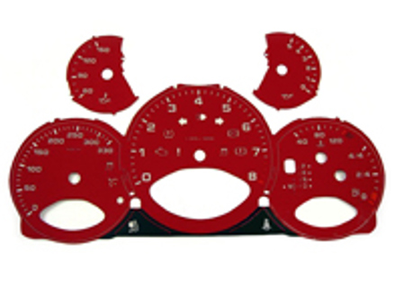 Instrument face set, Red. Porsche 997.2 PDK - KPH - 330 MPH - 9764121003PDK - F97 641 210 03TIP, F9764121003TIP