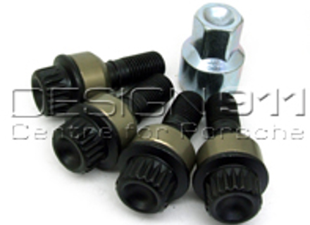 Locking Wheel Bolt Kit BLACK STD - Original Porsche - 99136105700