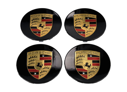 Wheel caps Black (high-gloss) with coloured Porsche Crest. Porsche 992 / Panamera - 00004460733