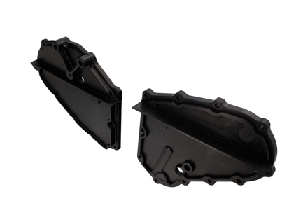 Steuerkettenabdeckungen aus Billet-Legierung in Schwarz. Porsche 911 - 93010506410, 93010506308, 93010506401, 93010506411, 93010506301, 93010506312, 93010506402, 93010506302, 93010506403, 93010506303, 93010506404, 93010506304, 93010506405, 93010506305, 93010506406, 93010506306
