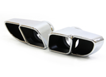 DesignTek Exhaust tail pipes twin square design, 70mm, POLISHED for Porsche 997 Turbo - 99711125101, 99711125102, 99711125201, 99711125202