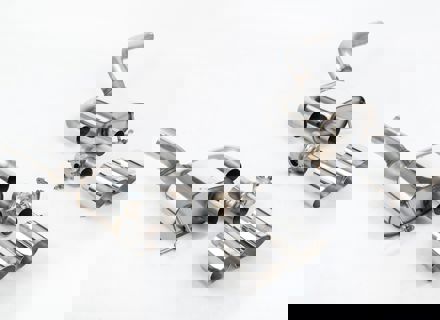 Milltek Sports Exhaust Valved Rear Silencers With Polished GT-115 Tailpipe Trims. Porsche Macan 95B MK2 GTS And Turbo - 95B253601DY, 95B253600CY, 95B253612MY, 95B253611MY, 95B253600DY, 95B253601EY - SSXPO176