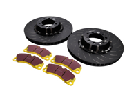 EBC Racing front Two-piece floating brake disc and yellowstuff pad kit. Porsche 991 turbo / 981 Cayman GT4 - P2DK039Y, 99135140502, 99135140602, 99135194704 - DP42206R, SG2F016