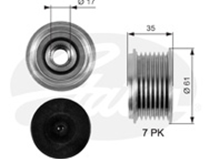 交流发电机皮带轮。保时捷 957 Cayenne 和 95B mk2 Macan - 021903119J, 021903119L, 021903119J, 021903119L, 021903119M - OAP7095