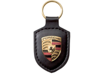 Porsche Crested Leather Keyring, BLACK - WAP050090OE, WAP0500900E