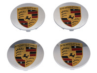 Wheel Caps Chrome effect with Coloured Crest for Porsche Macan (Set of 4) - 00004460516 Wheel Caps Chrome effect with Coloured Crest for Porsche Macan (Set of 4) - 00004460516