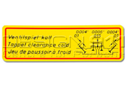 Sticker Valve Clearance. Porsche 356 - PCG70101500