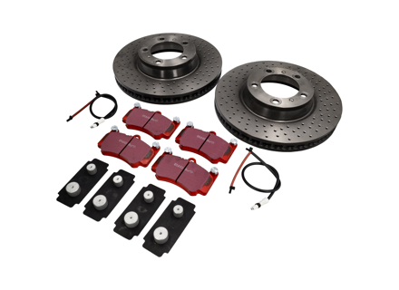 Brake Disc Package with Sport EBC Brake Pads Porsche 997 C2 3.6L - 9963514XX04BRE, 99635141004, 99635140904BRE, 99635140904, DP31515C, 99635108901, 99761275701, 99761267801, 99635194911, 99635194912, 99635194913, 99635194910, 99735194902, 99735194903, 99735194904, 99635140903, 99635141003, 09C87711, 9P1615301A, 9P1615302A, 99761275700, 99761267800, 1697301580, 1697302000