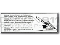 Sticker Indication Starter. Porsche 911 74-83 Sticker Indication Starter. Porsche 911 74-83