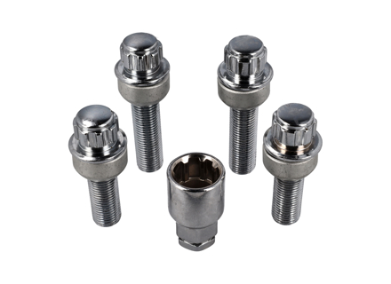 Radsicherungssatz (+7mm/+15mm länger). Verchromt für Porsche - 99736198009, PAF009593, 99136105700, WHT006980C, WHT006980A, 9A700698000