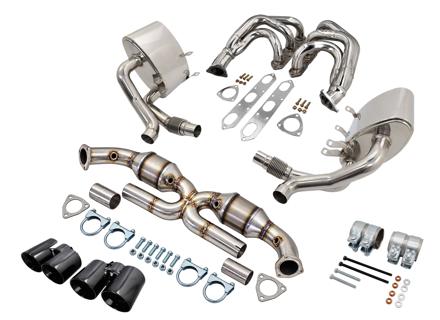 Sports Exhaust With Headers & Cats Package (200 Cell), with Satin Black Tailpipes for Porsche 997 C2 / C4 - 99711110301, 99711110401, 99711303302, 99711303304, 99711303305, 99711303306, 997113033AX, 99711303500, 99711303501, 99711303504, 99711303505, 997035AX, 99711303402, 99711303404, 99711303405, 99711303406, 997113034AX, 99711303600, 99711303601, 99711303603, 99711303604, 99711303605, 997113036AX, 99711121102, 99711121103, 99711123103, 99711121202, 99711121203, 99711123202, 99711123203