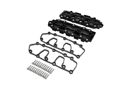 Untere Nockenwellenabdeckungen mit Dichtungen und Schrauben. Porsche 993 - 99310511607, 99310513502, 90006723801