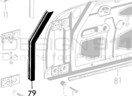 Sello de puerta interior, Delantero. Porsche 356A/356B/356C - 64453190300 - 644 531 903 00, 1685700100, 356089